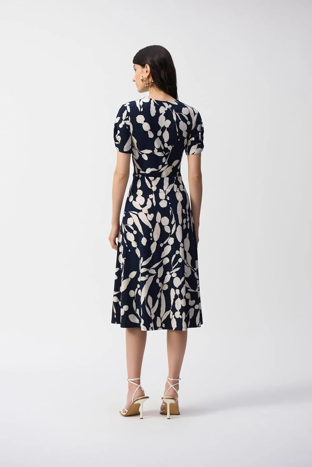 Women's Silky Knit Abstract Print Wrap Dress