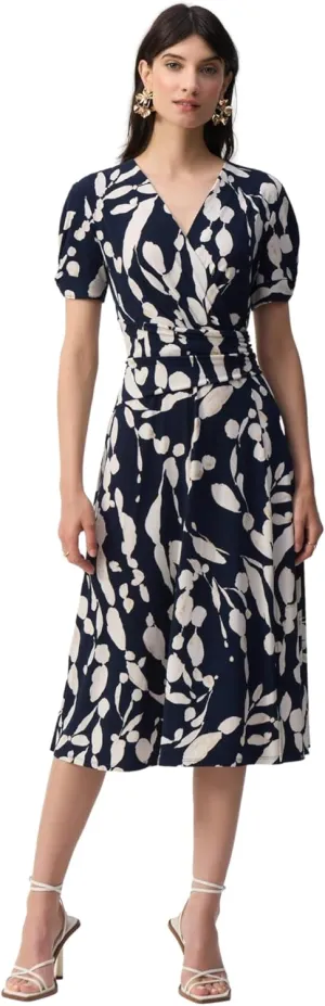 Women's Silky Knit Abstract Print Wrap Dress
