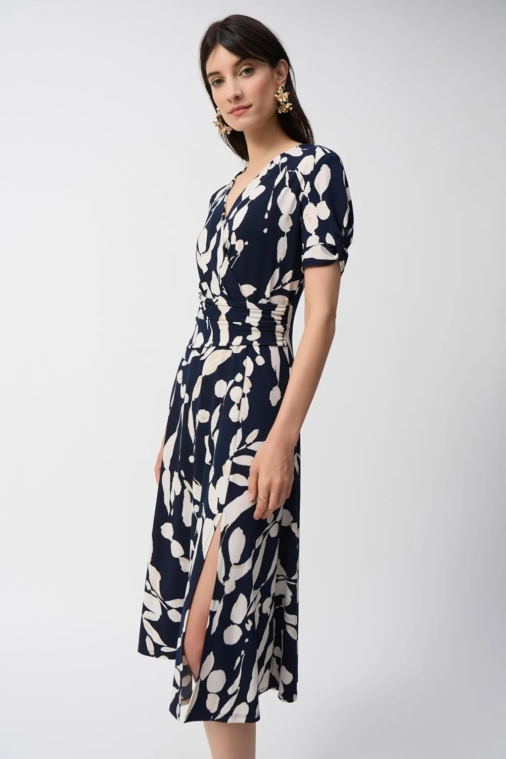 Women's Silky Knit Abstract Print Wrap Dress
