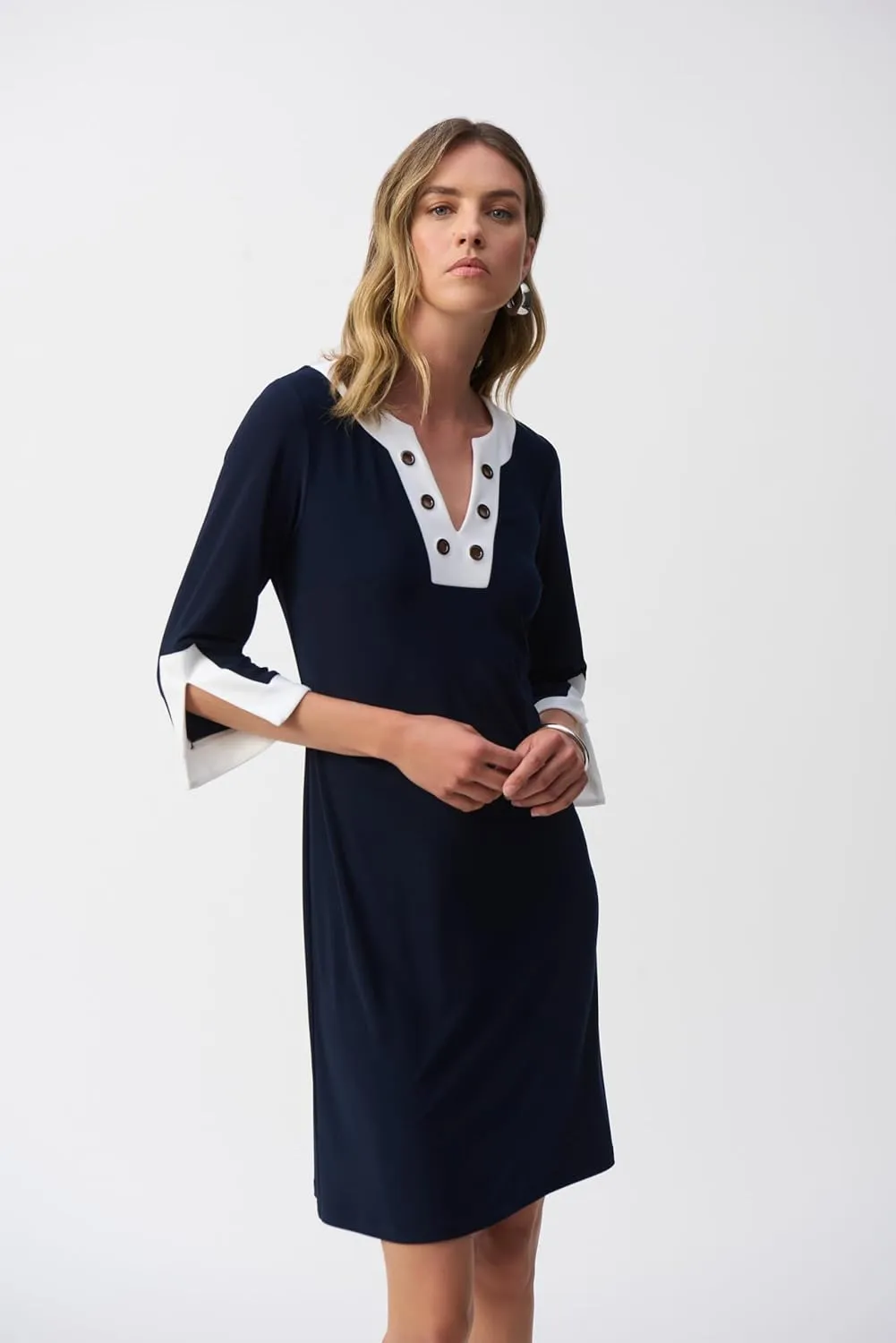 Women's Silky Knit Colour Block A-Line Dress