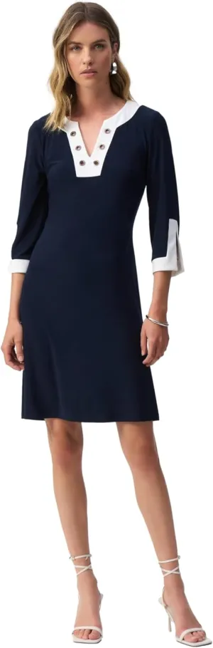 Women's Silky Knit Colour Block A-Line Dress
