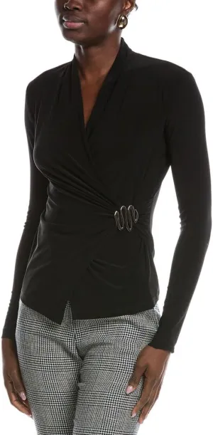 Women's Silky Knit Fitted Wrap Top