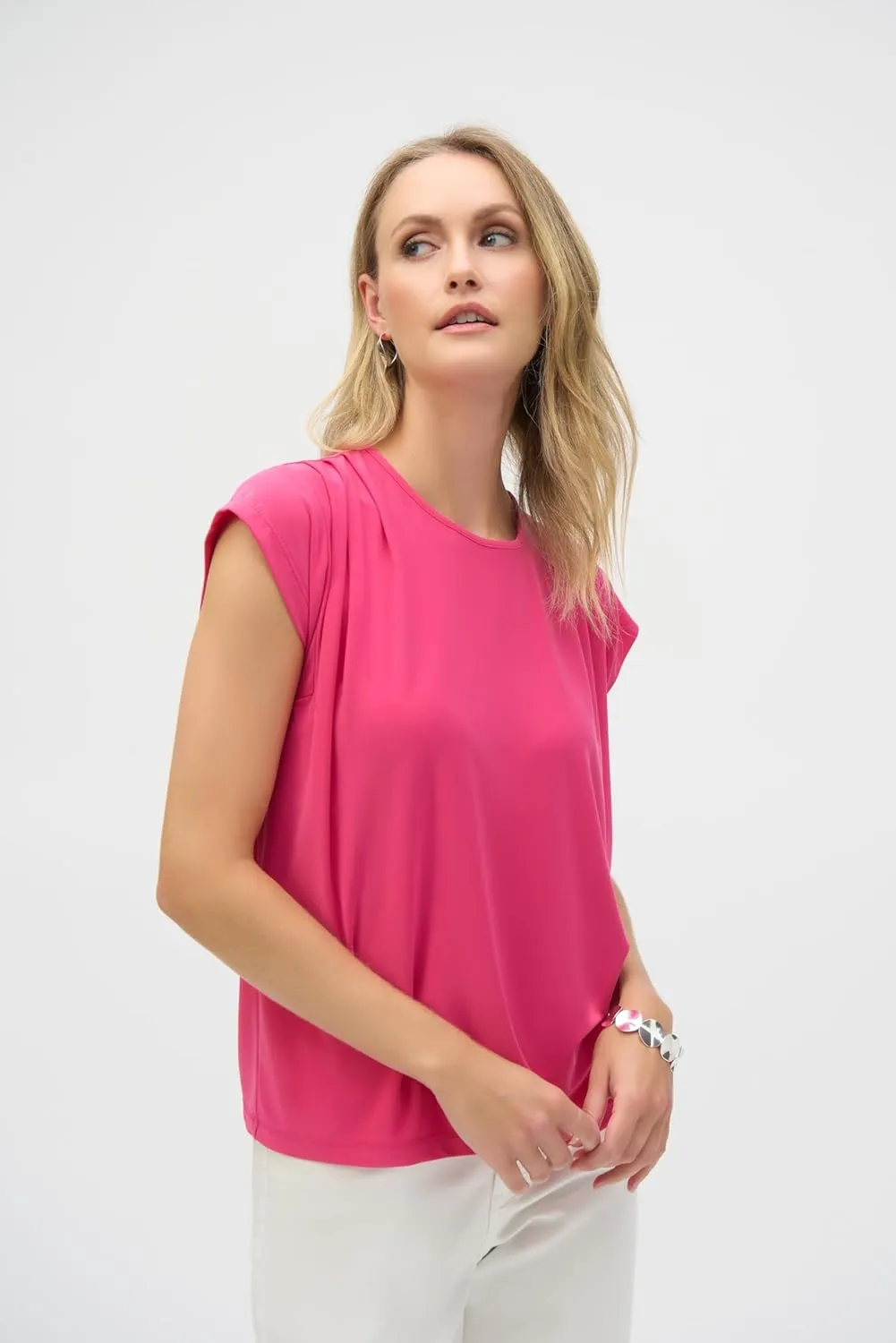 Women's Silky Knit Short Sleeve Straight Top