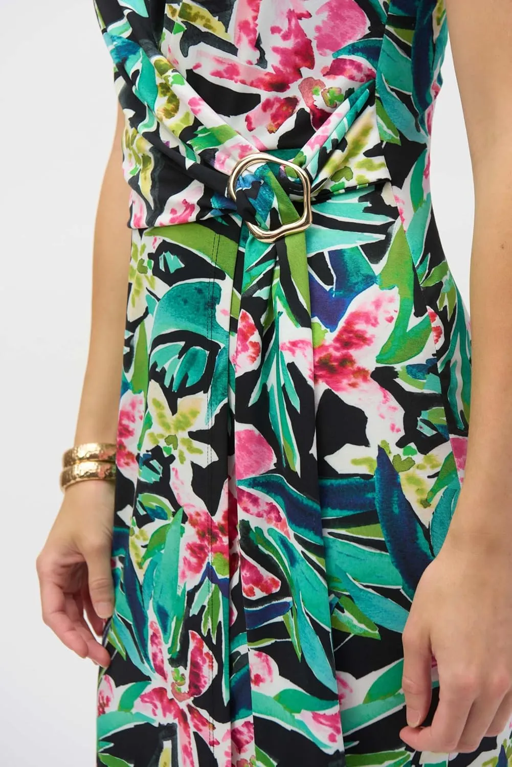 Women's Silky Knit Tropical Print Sheath Dress