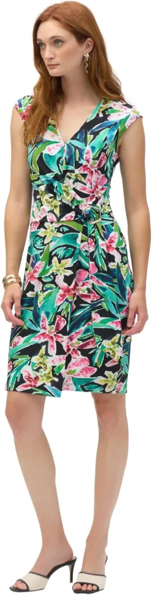 Women's Silky Knit Tropical Print Sheath Dress