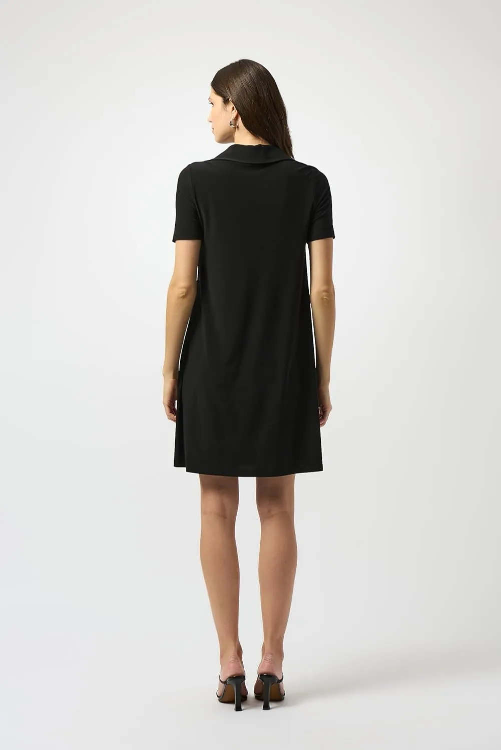 Women's Silky Knit Zipped Collar Trapeze Dress