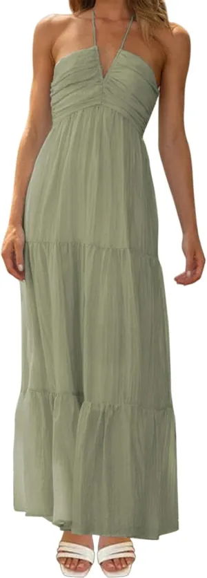 Women's Suspender V Neck Long Patchwork Dress Temperament Off Shoulder Casual Dresses Cute Summer Cute Winter Dresses