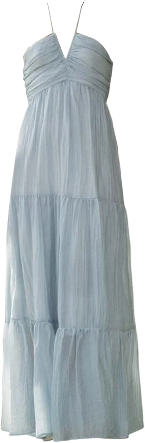 Women's Suspender V Neck Long Patchwork Dress Temperament Off Shoulder Casual Dresses Cute Summer Cute Winter Dresses