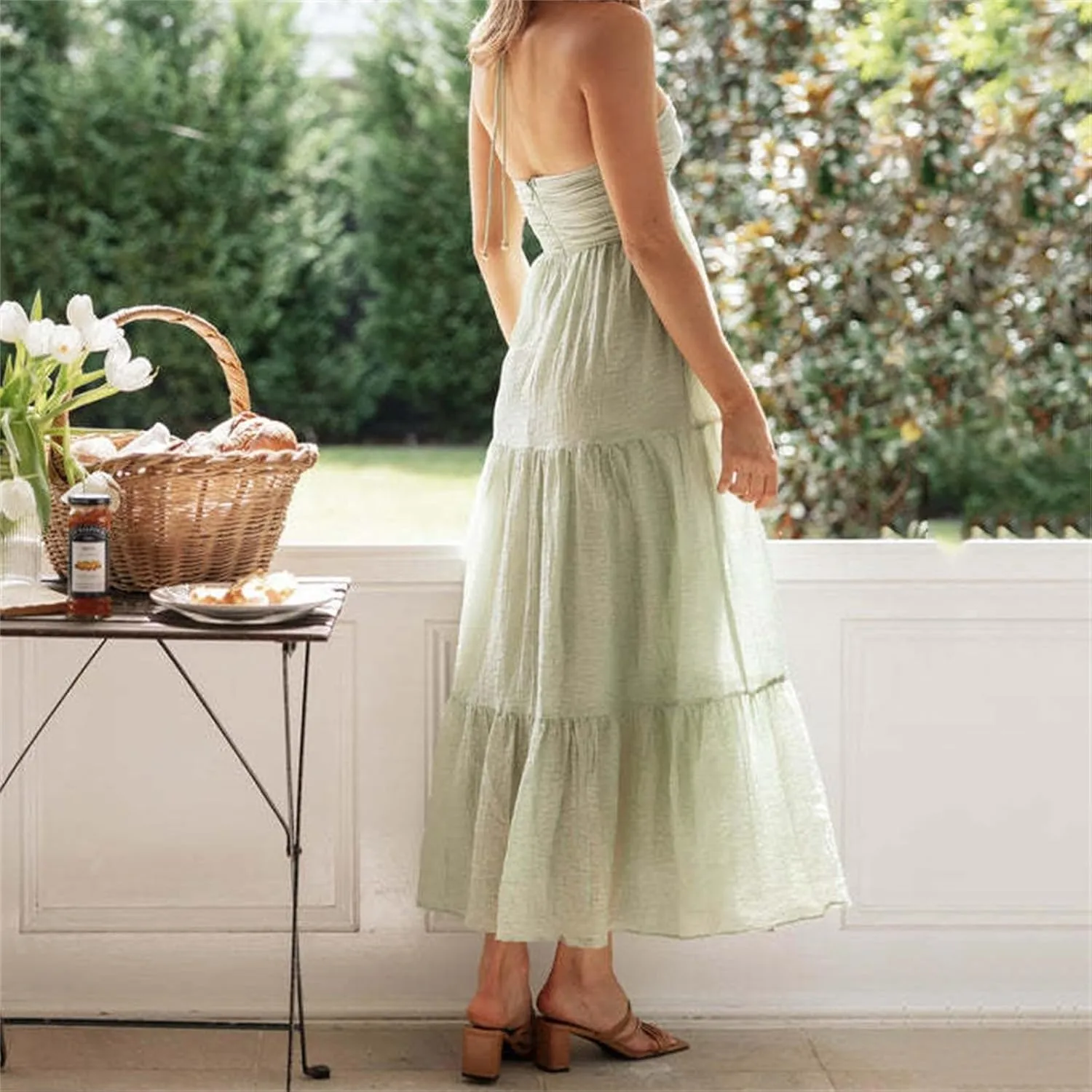 Women's Suspender V Neck Long Patchwork Dress Temperament Off Shoulder Casual Dresses Cute Summer Cute Winter Dresses