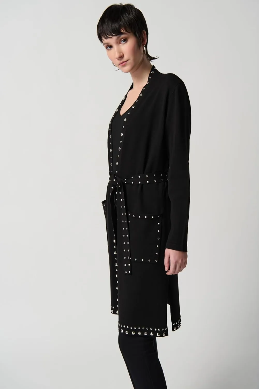 Women's Sweater Knit Coat With V-Shape Neckline