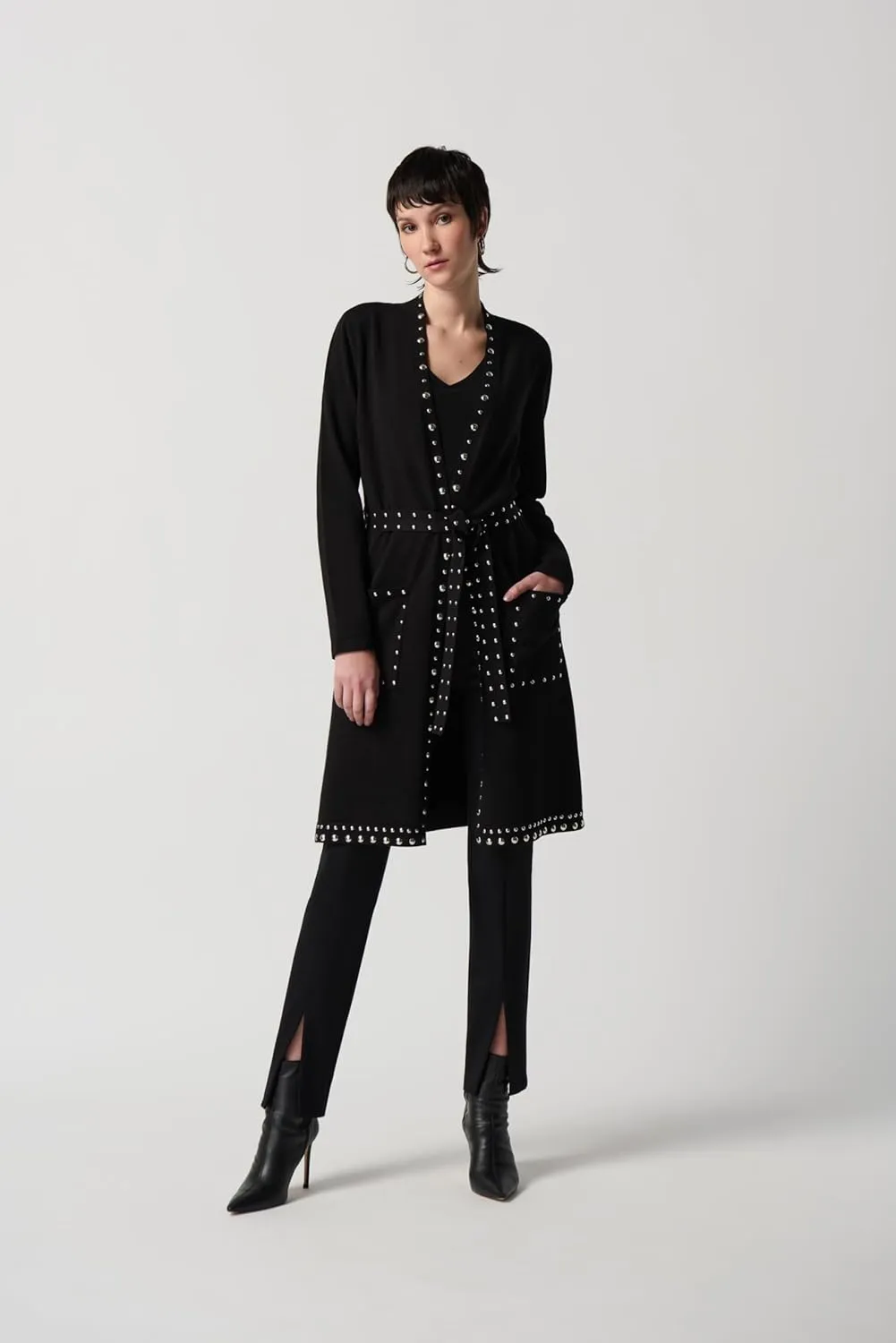 Women's Sweater Knit Coat With V-Shape Neckline