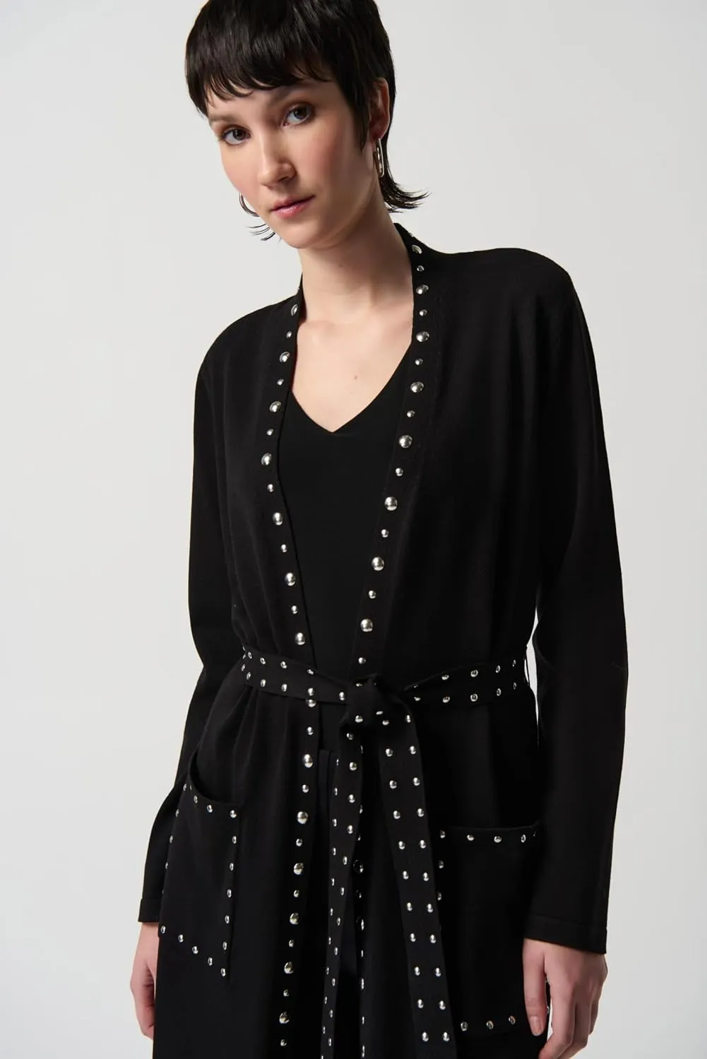 Women's Sweater Knit Coat With V-Shape Neckline