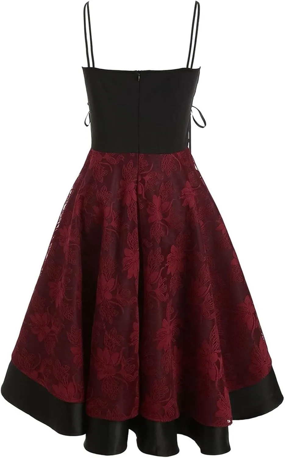 Women’s Vintage Steampunk Dress Spaghetti Strap Bandage Dresses Floral Lace High Low Dress Lolita Halloween Costumes