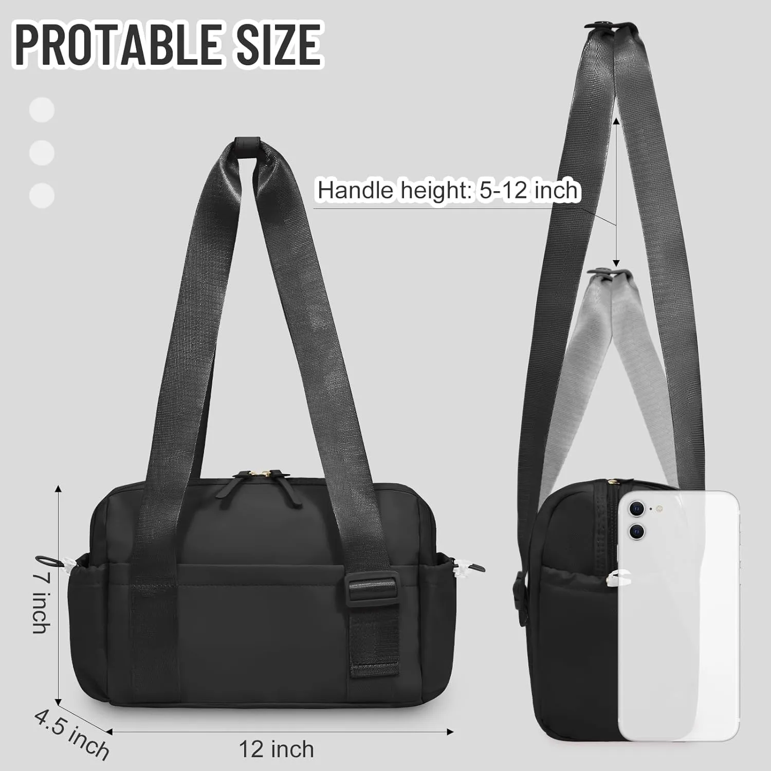 WOOMADA Waterproof Small Gym Bag for Women Mini Duffle Bag with Wet Compartment Cute Workout Yoga Fitness Sport Tote(Black)