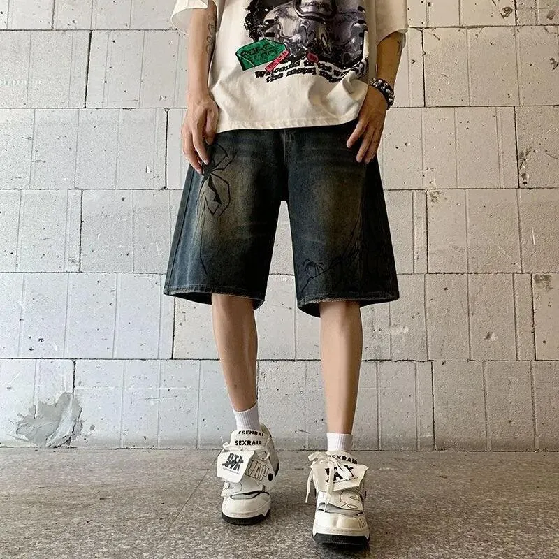 Y2K Spider Cobweb Denim Pants