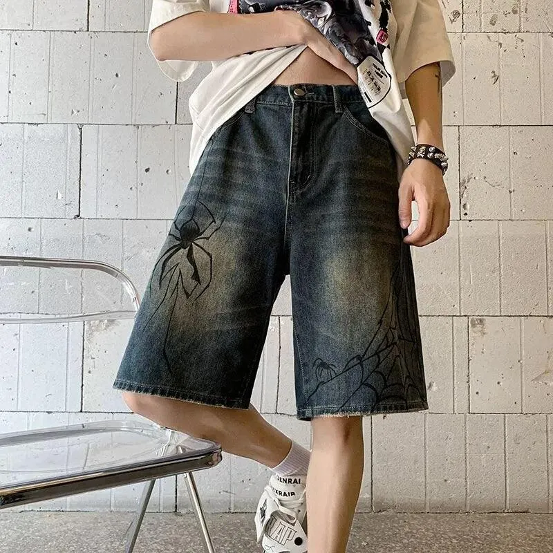 Y2K Spider Cobweb Denim Pants