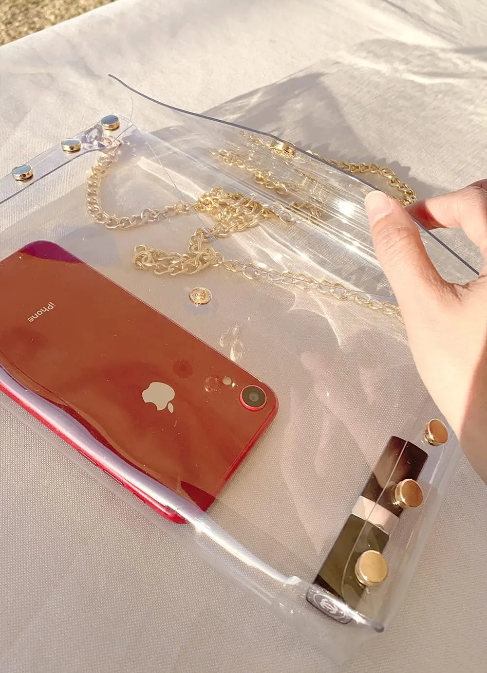 Y&R Direct Cute Clear Bag Purses for Women Stadium Transparent Crossbody Bag with Removable Chain for Sporting Events Concert