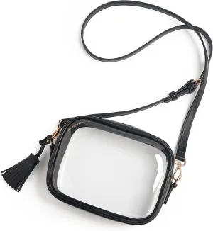 Yarnic Stadium Approved PVC Crossbody Purse - Small Clear Bag with Adjustable Shoulder Strap