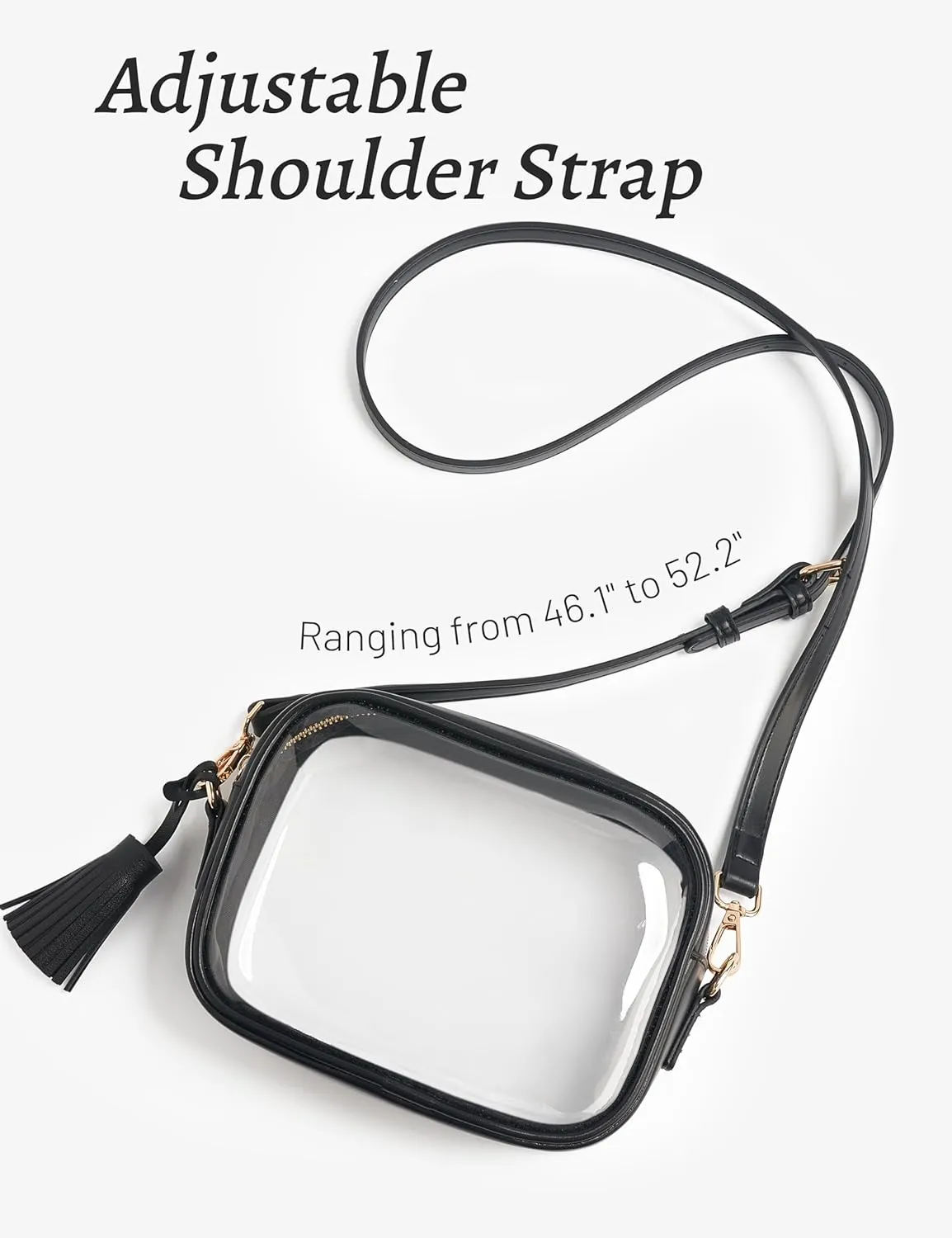 Yarnic Stadium Approved PVC Crossbody Purse - Small Clear Bag with Adjustable Shoulder Strap