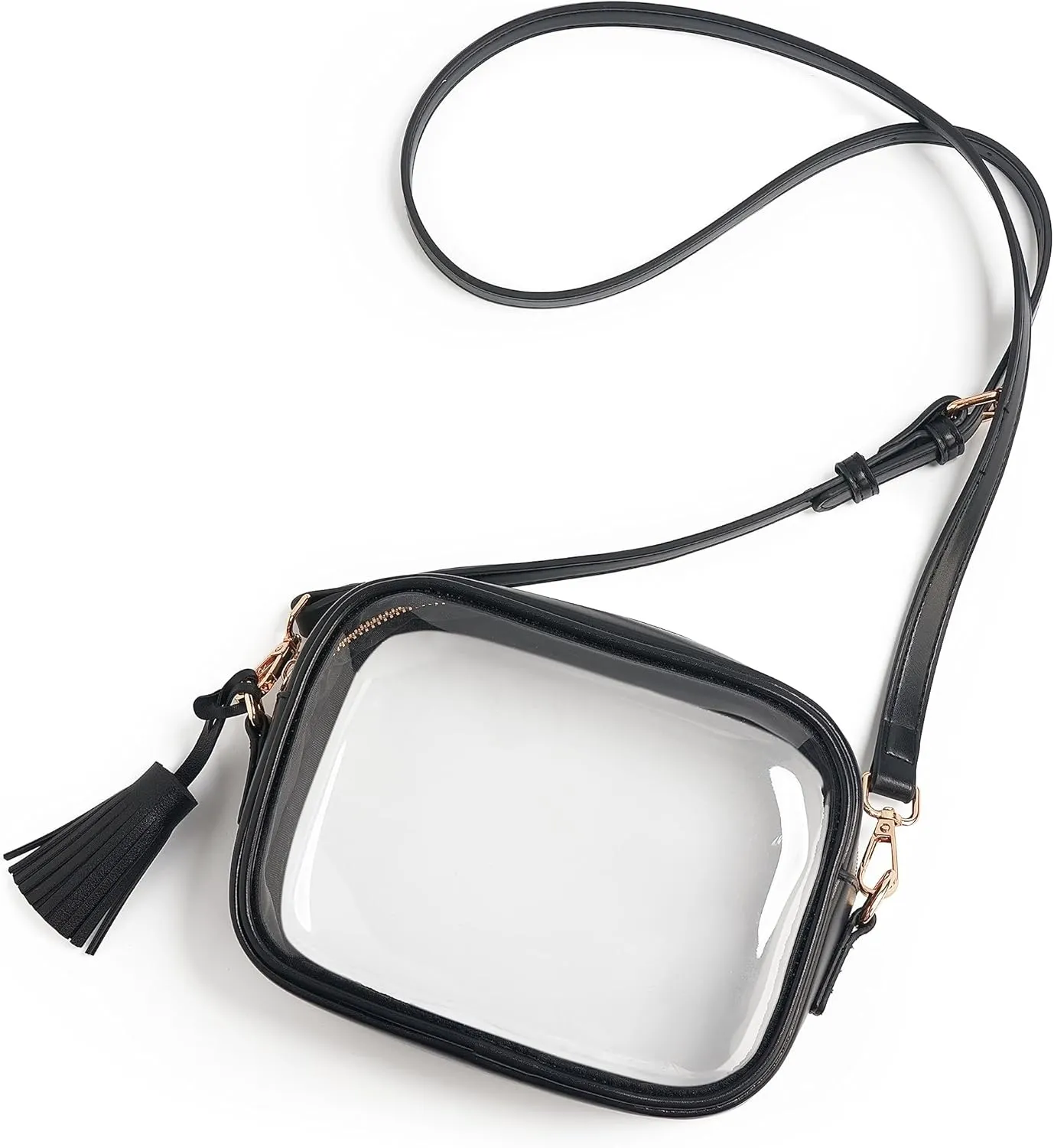 Yarnic Stadium Approved PVC Crossbody Purse - Small Clear Bag with Adjustable Shoulder Strap