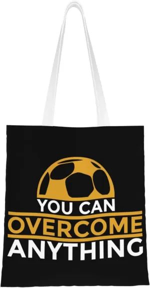 You Can Overcome Anything Tote Bag for Women Canvas Shopping Bags Reusable Large Capacity Casual Shoulder Handbags Grocery Bags DIY Gift Bags
