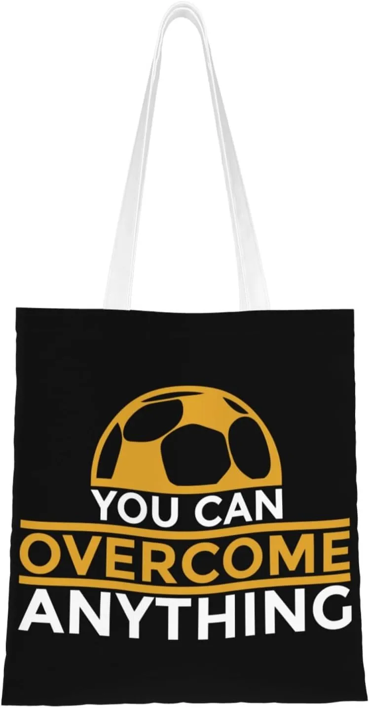 You Can Overcome Anything Tote Bag for Women Canvas Shopping Bags Reusable Large Capacity Casual Shoulder Handbags Grocery Bags DIY Gift Bags