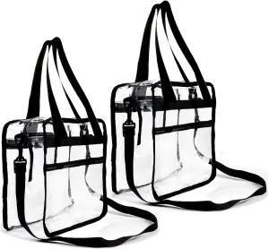Youngever Clear Bag, Large Tote Bag, Heavy Duty Clear Bag with Shoulder Straps and Adjustable Crossbody Strap (Pack of 2)