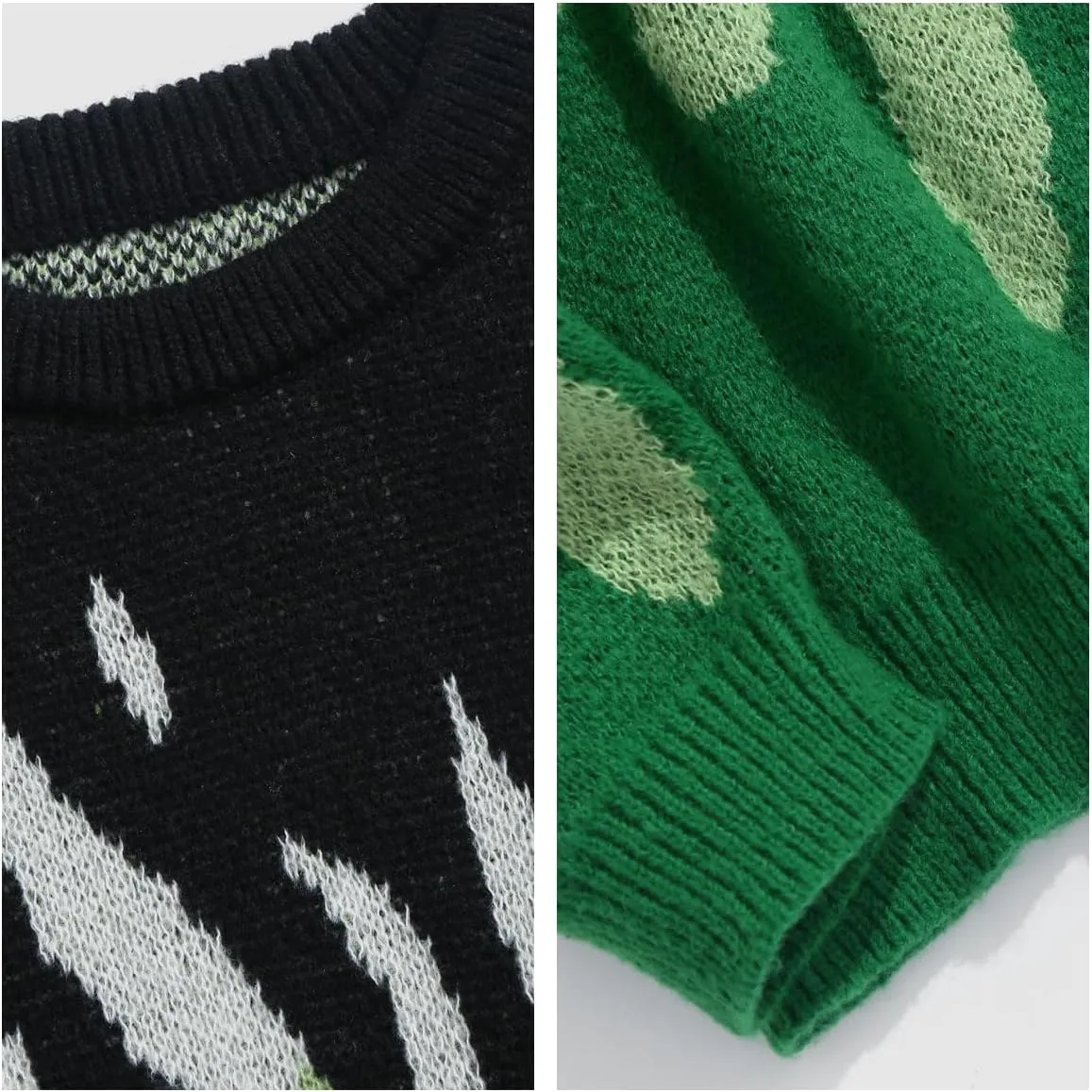 ZAFUL Men's Oversized Sweater Y2K Aesthetic Flame Graphic Crewneck Knit Pullover Unisex Casual Sweaters