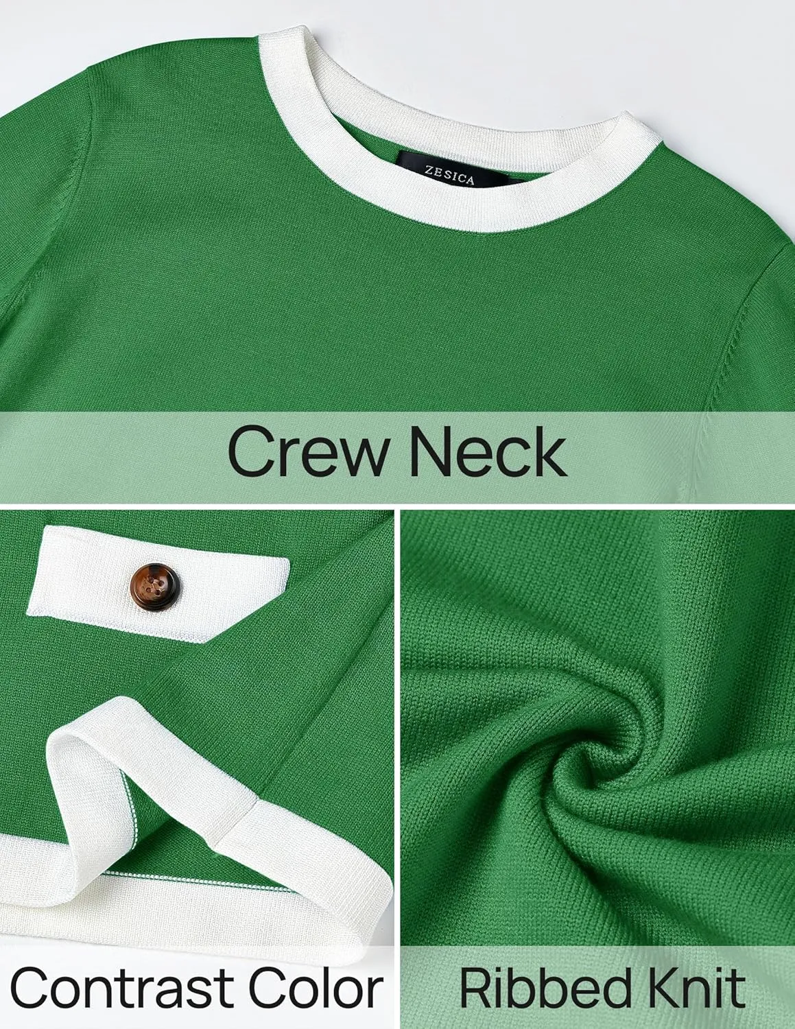 ZESICA Women's Fall Sweaters 2025 Long Sleeve Crewneck Knit Color Block Lightweight Pullover Tops Clothes