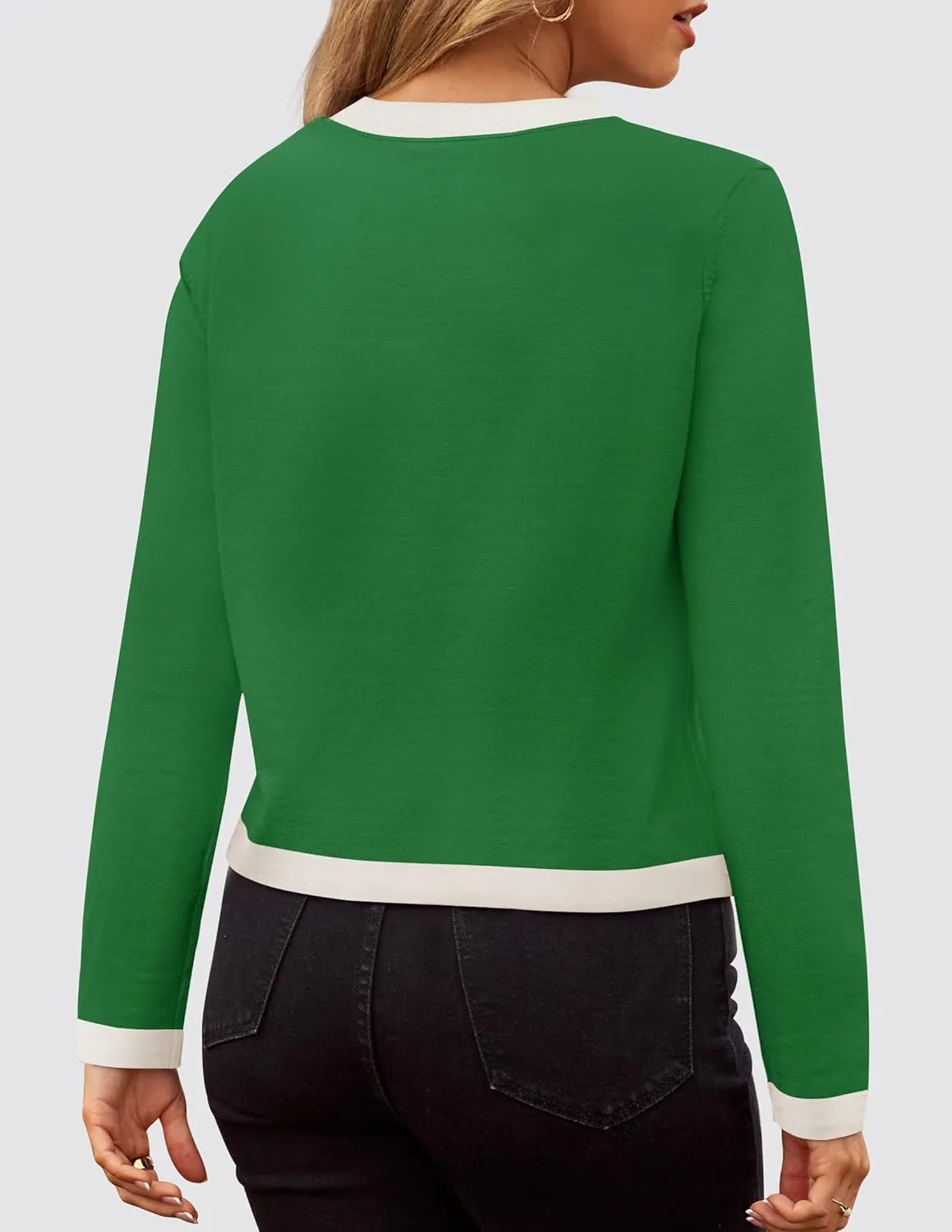 ZESICA Women's Fall Sweaters 2025 Long Sleeve Crewneck Knit Color Block Lightweight Pullover Tops Clothes