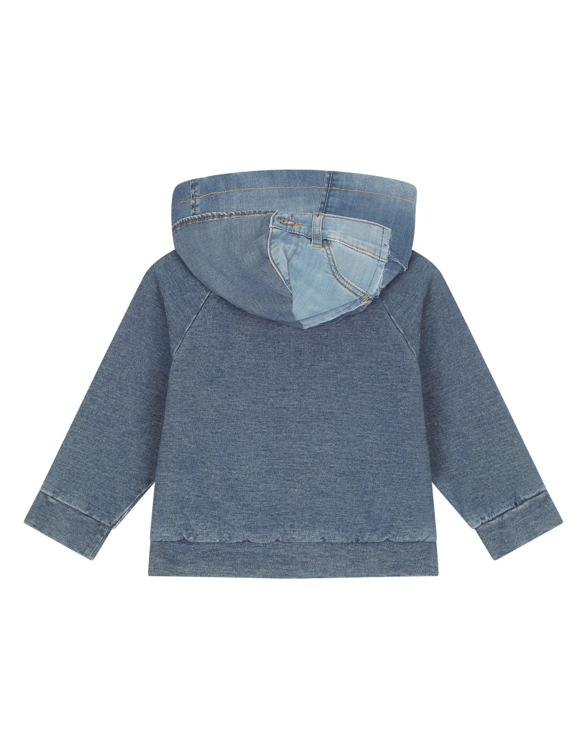 Zip-up stretch jersey denim hoodie